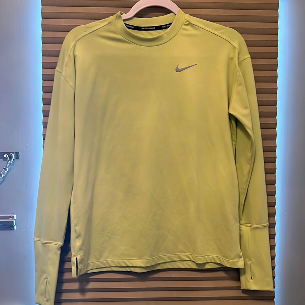 Nike Running Top Lime Green Like New with Finger Holes